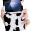 for Samsung Galaxy Z Flip 5 Case,fun Cow Pattern Design,cute Animal Imitation Skin Texture Protection Cover,plush Phone Shell with Bead Bracelet for Galaxy Z Flip 5 (with chain)
