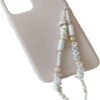 Cell Phone Lanyard Strap, Bohemia Beads Love Heart Letters Smartphone Charms Strap Beads Pearl Rope Mobile Phone Chains Phone Case Hanging Cord for Women Grils Summer Fashion Trendy, White