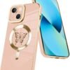 Innovatemee Magnetic Case Designed for iPhone 13 Compatible with MagSafe Wireless Charging,Cute Butterfly Phone Bumper Cover with Camera Lens Protector for Women Girls Men 6.1"- Purple