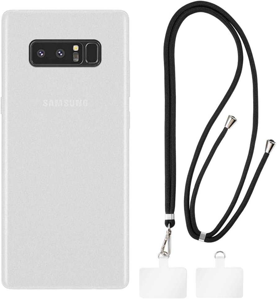 Samsung Galaxy Note 8 Case + Universal Mobile Phone Lanyards, Neck/Crossbody Soft Strap Silicone TPU Cover Bumper Shell for Samsung Galaxy Note 8 (6.3”)