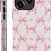 for iPhone 15 Pro Case,HH2 Pink Bow Ribbon Hybrid 2 Layer Hard Shell Silicone Protective Pattern Design Case