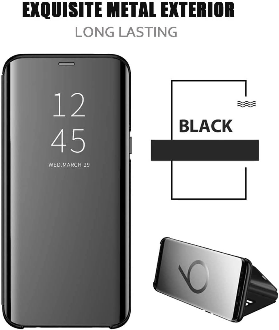 for Samsung Galaxy S22 Ultra Case Clear View Makeup Mirror Flip Cover, Galaxy S22 Ultra 5G Phone Case with Kickstand Shockproof Protective Cases Galaxy S22 Ultra 5G Shell (Silver)