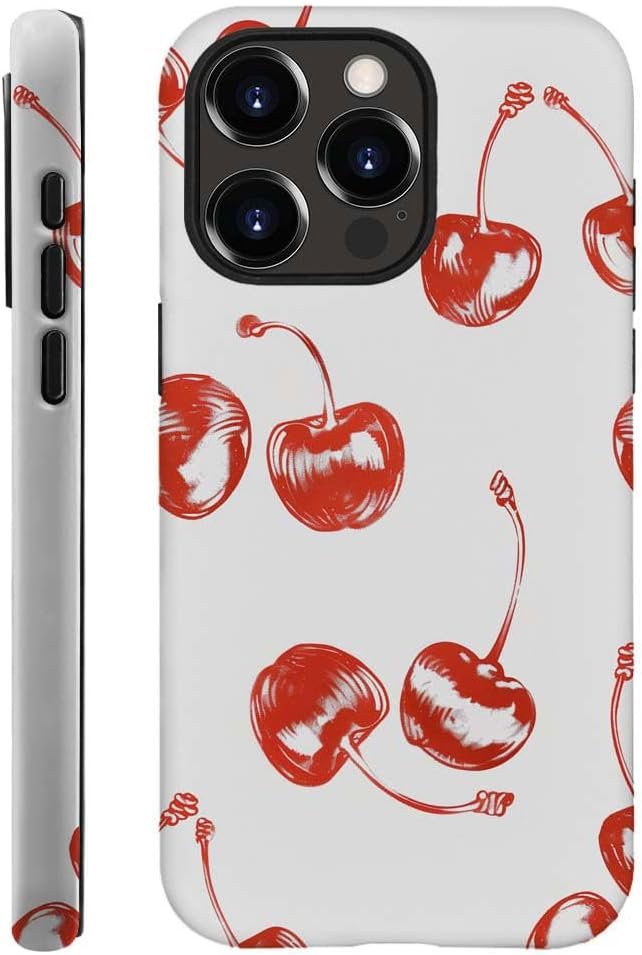 for iPhone 12 Pro Max Case,HH2 Retro Cherry Hybrid 2 Layer Hard Shell Silicone Protective Pattern Design Case