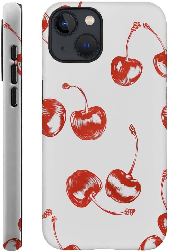 for iPhone 12 Pro Max Case,HH2 Retro Cherry Hybrid 2 Layer Hard Shell Silicone Protective Pattern Design Case