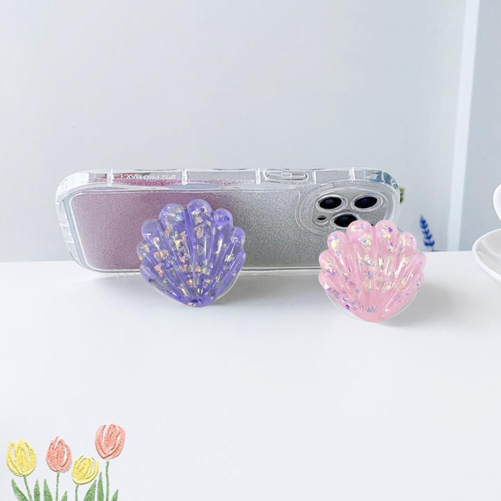 Cute Shell Shape Collapsible Expandable Stand Multi Functional Mobile Phone Grip & Kicktand（White）