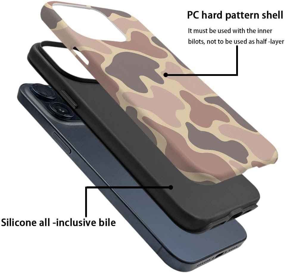 for iPhone 14 Plus Case,HH2 Camouflage Camo Leaf Hybrid 2 Layer Hard Shell Silicone Protective Pattern Design Case