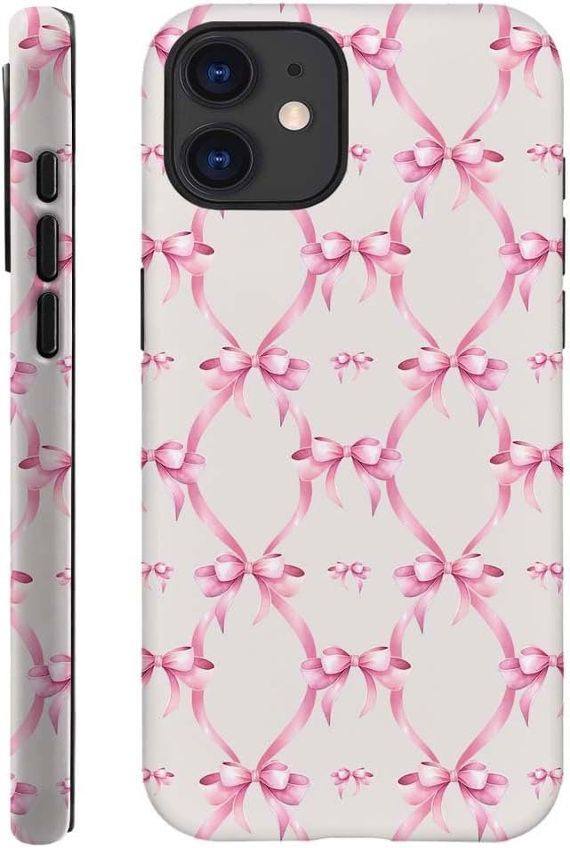 for iPhone 15 Pro Case,HH2 Pink Bow Ribbon Hybrid 2 Layer Hard Shell Silicone Protective Pattern Design Case