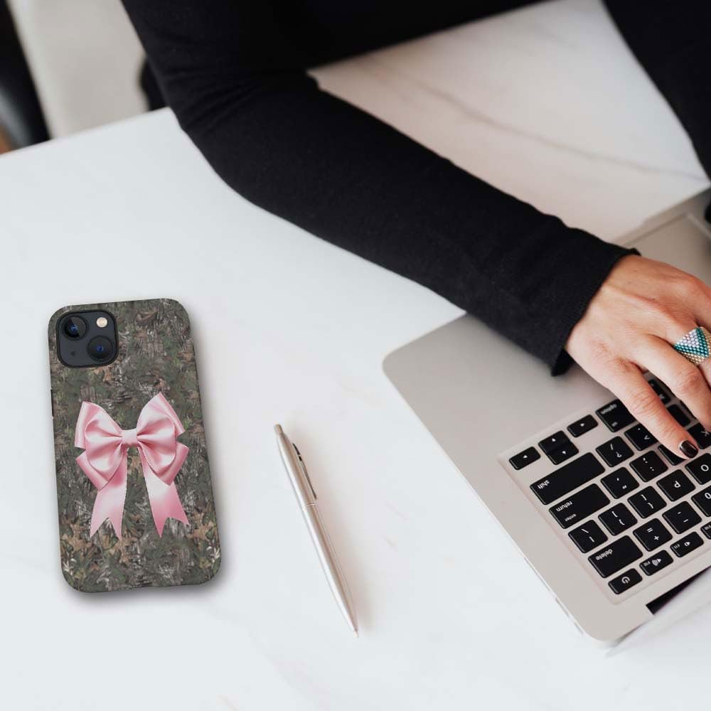 for iPhone 14 Plus Case,HH2 Camouflage Bow Hybrid 2 Layer Hard Shell Silicone Protective Pattern Design Case