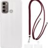 Case + Universal Mobile Phone Lanyards, Neck/Crossbody Soft Strap Silicone TPU Cover Bumper Shell for Moto G60 (6.8”)