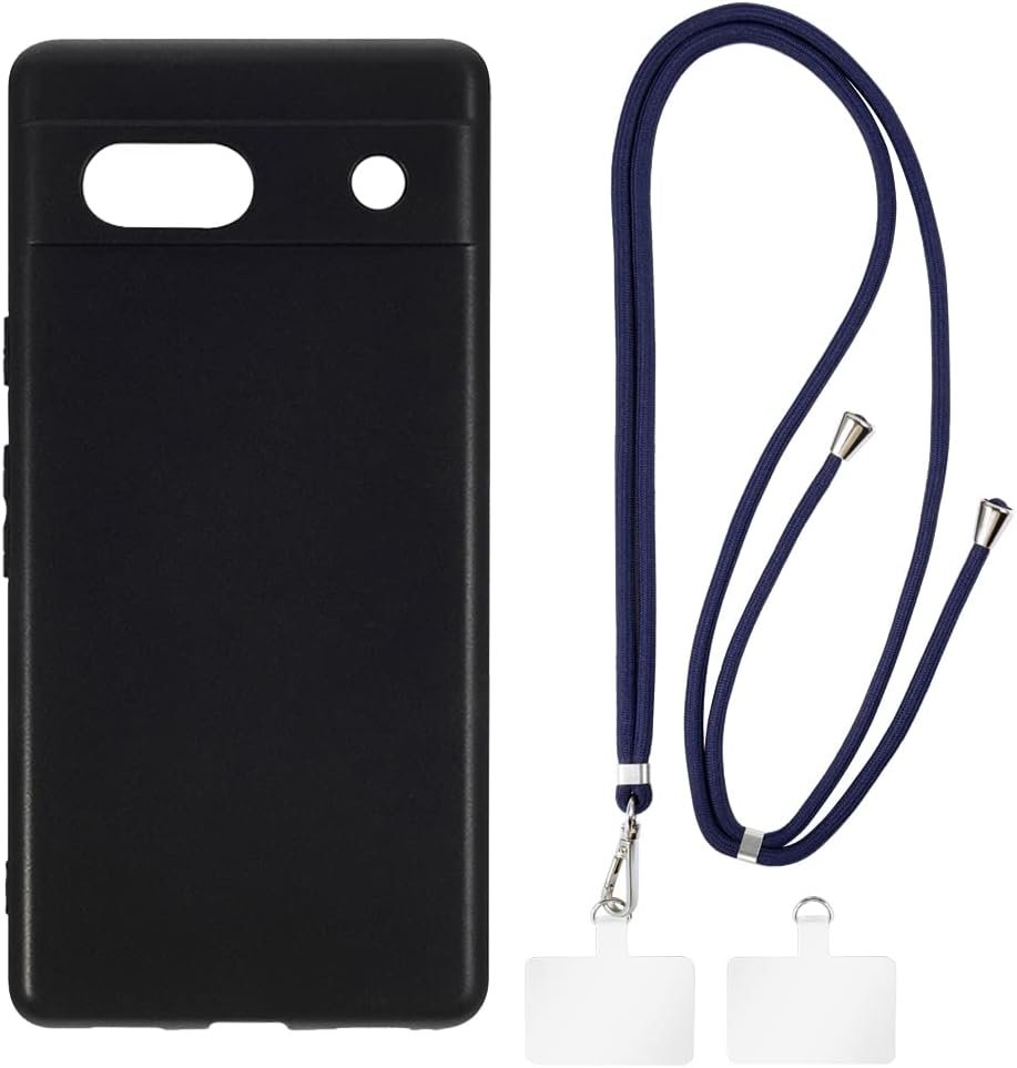 Google Pixel 7A Case + Universal Mobile Phone Lanyards, Neck/Crossbody Soft Strap Silicone TPU Cover Bumper Shell for Google Pixel 7A (6.4”)