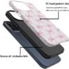 for iPhone 15 Pro Case,HH2 Pink Bow Ribbon Hybrid 2 Layer Hard Shell Silicone Protective Pattern Design Case