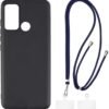Case + Universal Mobile Phone Lanyards, Neck/Crossbody Soft Strap Silicone TPU Cover Bumper Shell for Moto G60 (6.8”)