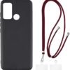 Case + Universal Mobile Phone Lanyards, Neck/Crossbody Soft Strap Silicone TPU Cover Bumper Shell for Moto G60 (6.8”)