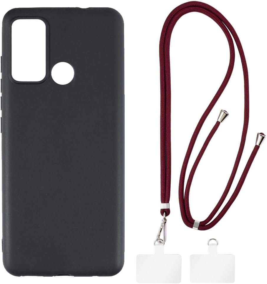 Case + Universal Mobile Phone Lanyards, Neck/Crossbody Soft Strap Silicone TPU Cover Bumper Shell for Moto G60 (6.8”)