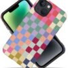 Case Compatible with for iPhone 14,Mixed Color Checkerboard Phone Case Hybrid 2-Layer Hard Shell,Shockproof Soft for Girl Women Boy Men,Case for iPhone 14
