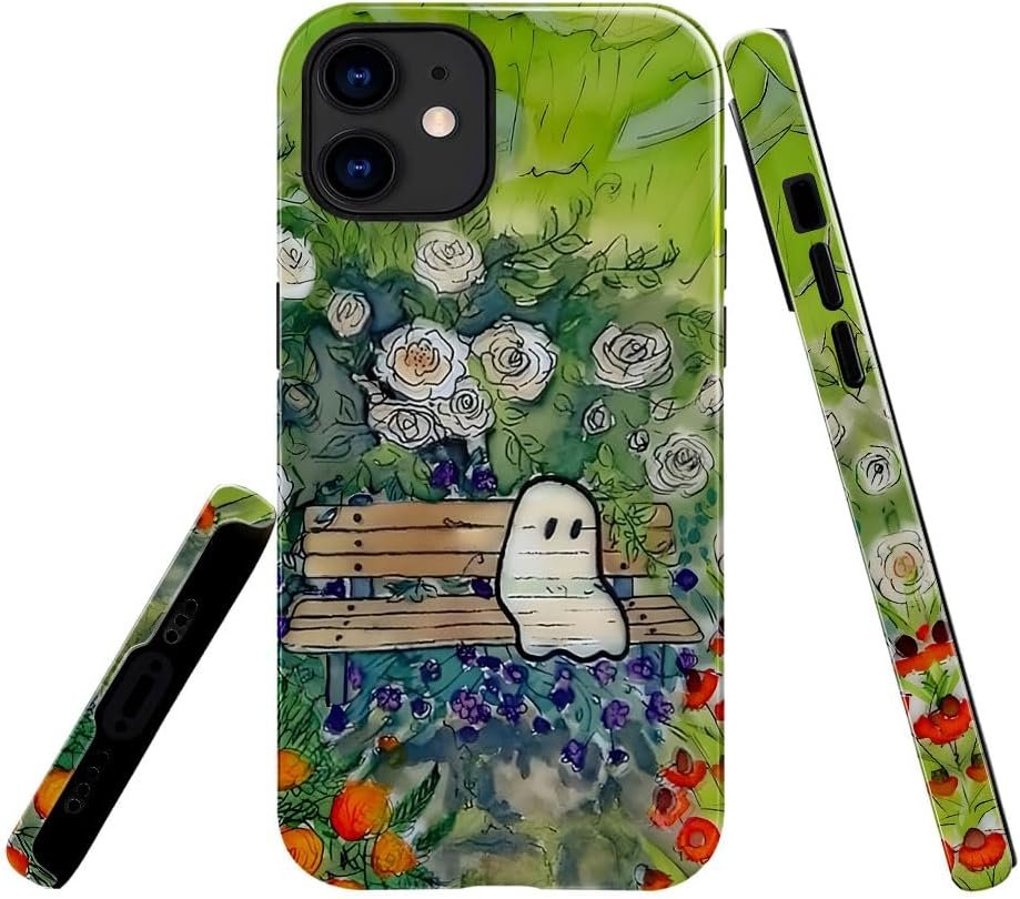 Compatible with for iPhone 15,Spooky Ghosts On Bookshelf Halloween Phone Case for iPhone 15,Scratch Resistant Hybrid 2-Layer Hard Shell Bright Phone Case