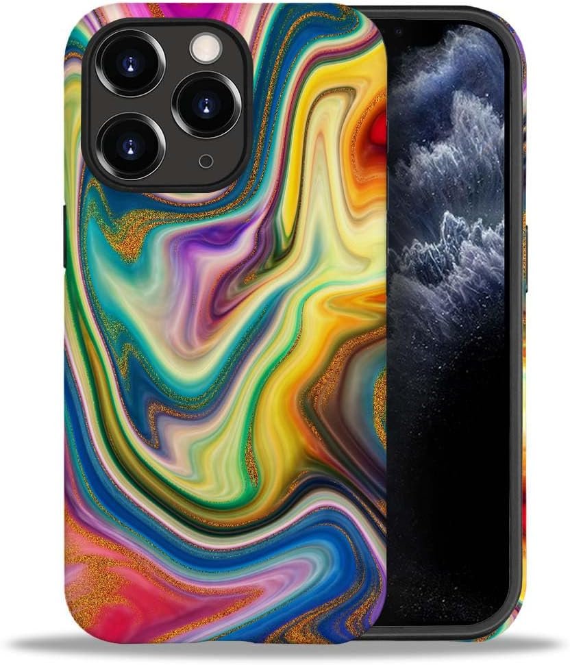 Case Compatible with iPhone 11,Colorful Marble 2 in 1 Phone Case for Women Men,Soft TPU and PC Hard Shell Mixed Two-Layer Protective Phone Case for 11 6.1 Inch