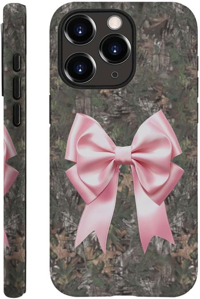 for iPhone 14 Plus Case,HH2 Camouflage Bow Hybrid 2 Layer Hard Shell Silicone Protective Pattern Design Case