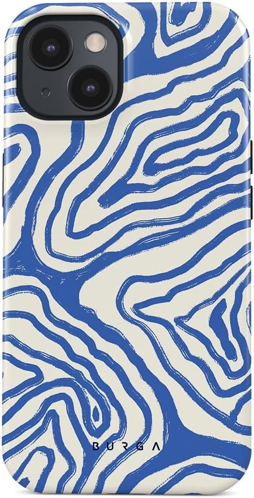 Phone Case Compatible with iPhone 14 Plus - Hybrid 2-Layer Hard Shell + Silicone Protective Case - Blue Hearts Love Kiss Amor - Scratch-Resistant Shockproof Cover