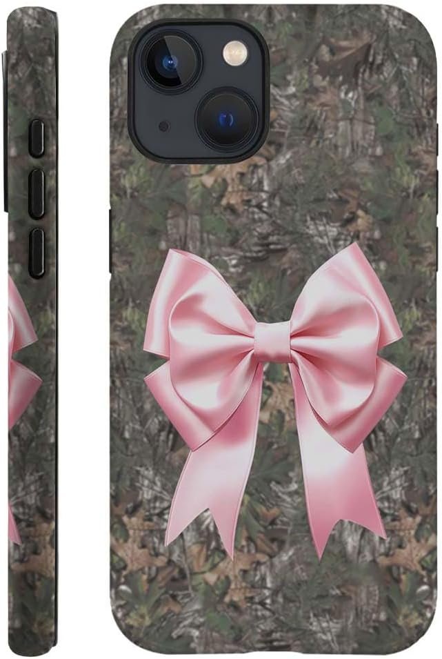 for iPhone 14 Plus Case,HH2 Camouflage Bow Hybrid 2 Layer Hard Shell Silicone Protective Pattern Design Case