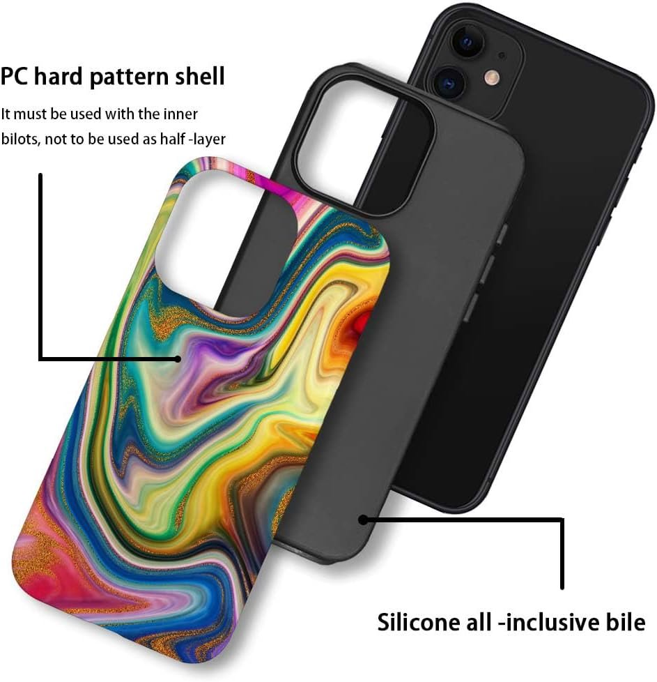 Case Compatible with iPhone 11,Colorful Marble 2 in 1 Phone Case for Women Men,Soft TPU and PC Hard Shell Mixed Two-Layer Protective Phone Case for 11 6.1 Inch