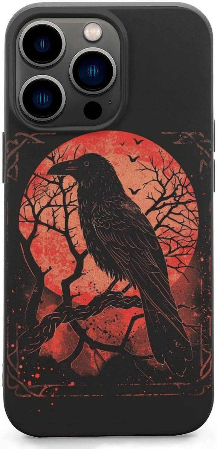 Black Crow Raven Phone Cases Cute Fashion Protective Cover Soft Silicone TPU Shell Compatible with iPhone 13 iPhone 13 Mini iPhone 13 Pro iPhone 13 Pro Max