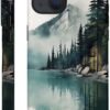 Case Compatible with for iPhone 13,Forest Lake Mountain Watercolor Phone Case Hybrid 2-Layer Hard Shell,Shockproof Soft for Girl Women Boy Men,Case for iPhone 13