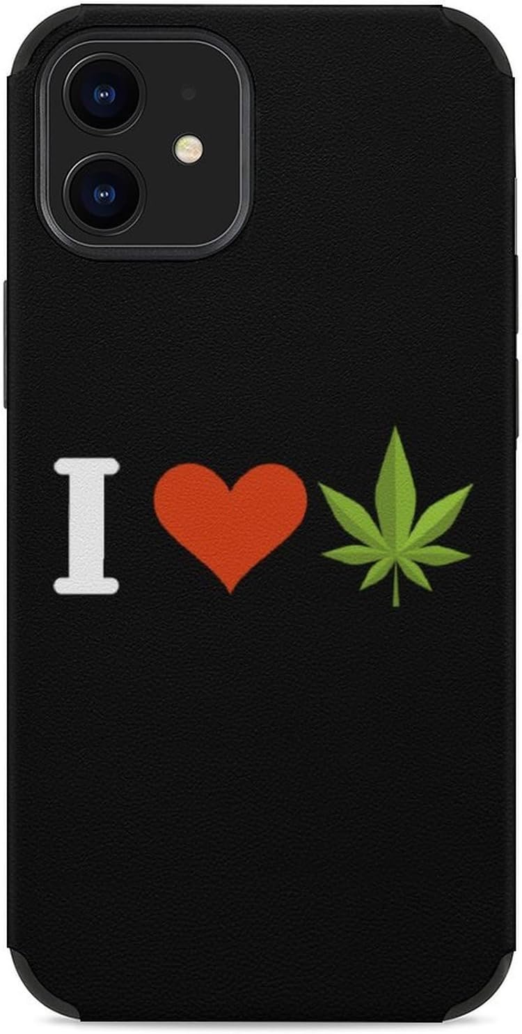 I Love Weed Cute Phone Case Compatible with iPhone 12 Microfiber Shockproof Protective Phone Shell Cover