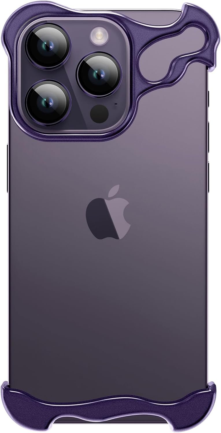 Phone Case for iPhone 13 Phone Case Minimalist Protective Shock Absorption Aerospace Grade Aluminum Shells + Elastomer Inlays Easy Fit (Aluminum Metal Purple)