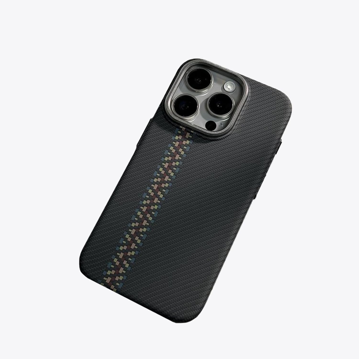 61C2EItTzTL._AC_SL1500 Suitable for IPhone15ProMax Mobile Phone Case Kevlar Pattern Magnetic Hard Shell Carbon Fiber Pattern Anti-Fall Protective Cover (Multicolor,iPhone 15 Pro Max)