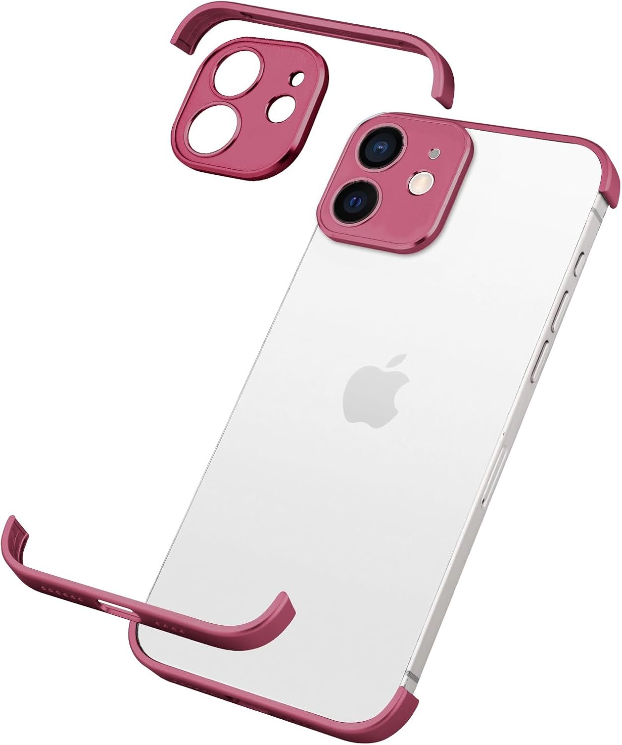 Design for Metal Frameless Phone Case Compatible with iPhone 12 Phone Models with Camera Lens Protector, Metal Shockproof Phone Cover, Minimalist Yet Protective Bumper Shell (Black Metal)