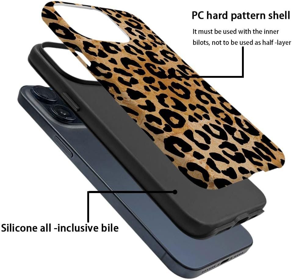 61DUMHwKHbL._AC_SL1000 for iPhone 11 Case,HH2 Cheetah Print Leopard Hybrid 2 Layer Hard Shell Design Pattern Protective Silicone Case