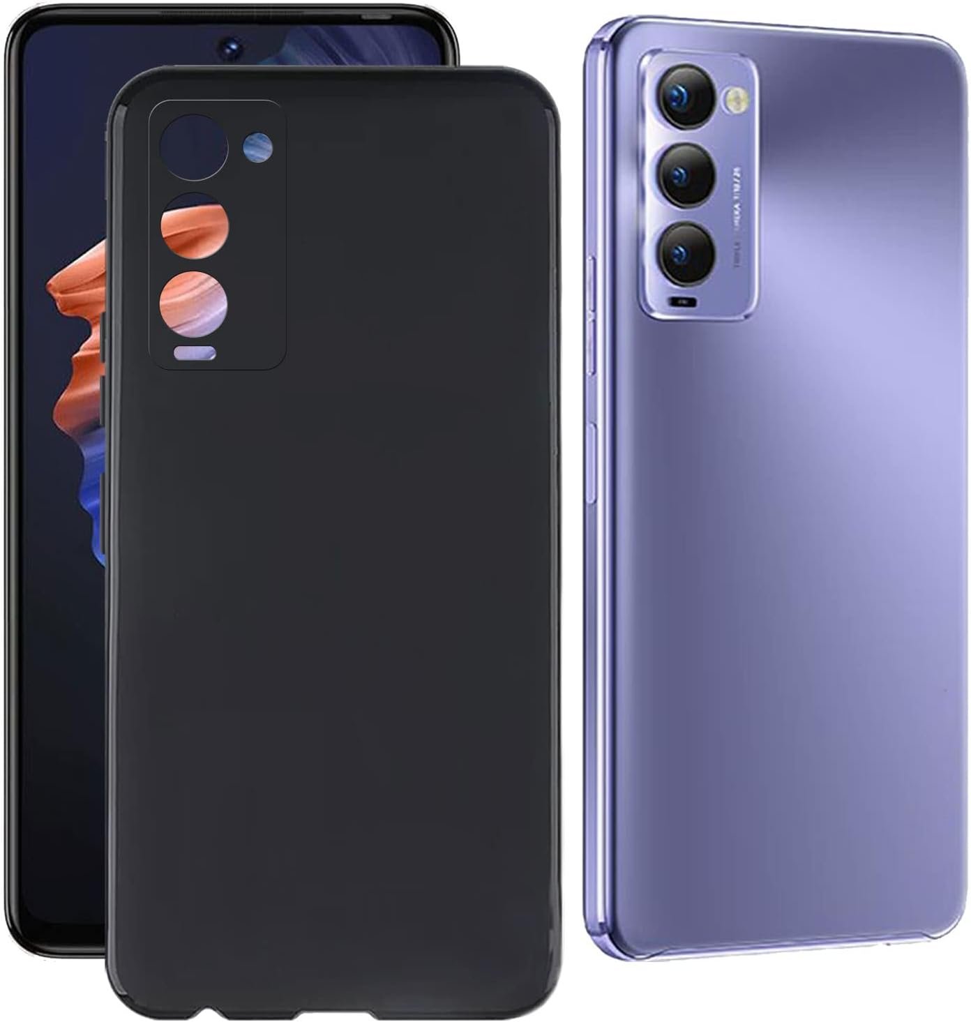 for 18P [6.80"] Case, Soft Silicone Bumper Shell Black Flexible Rubber Phone Protective Cases TPU Cover for 18P -Black