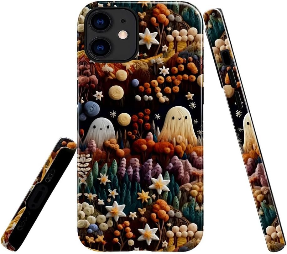 Compatible with for iPhone 15,Spooky Ghosts On Bookshelf Halloween Phone Case for iPhone 15,Scratch Resistant Hybrid 2-Layer Hard Shell Bright Phone Case