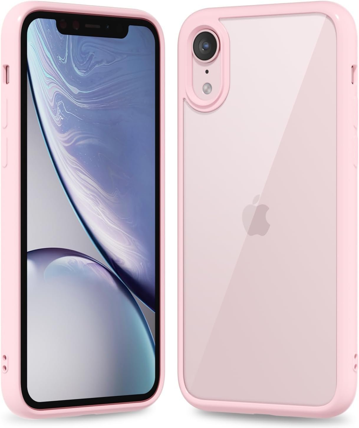 61GYkUflgAL._AC_SL1500 Thin Slim Clear case for iPhone XR, Transparent Hybrid Hard Shell Plastic & Soft Silicone Rubber Bumper, Non-Yellow Acrylic Protective Lightweight Cover for Women, White