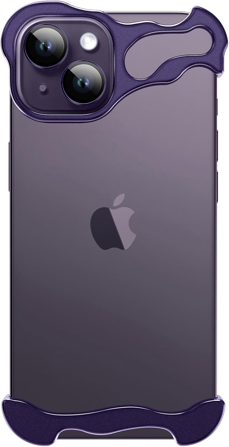 Phone Case for iPhone 13 Phone Case Minimalist Protective Shock Absorption Aerospace Grade Aluminum Shells + Elastomer Inlays Easy Fit (Aluminum Metal Purple)
