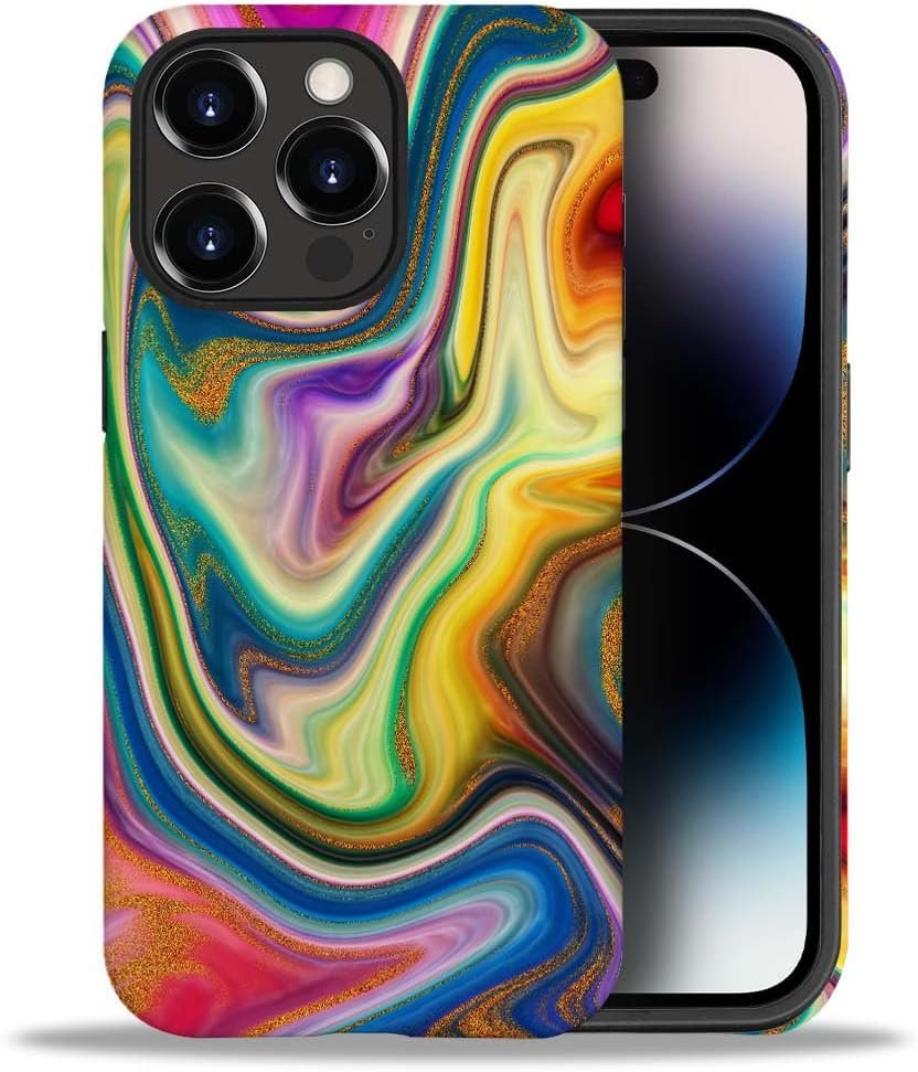 Case Compatible with iPhone 11,Colorful Marble 2 in 1 Phone Case for Women Men,Soft TPU and PC Hard Shell Mixed Two-Layer Protective Phone Case for 11 6.1 Inch