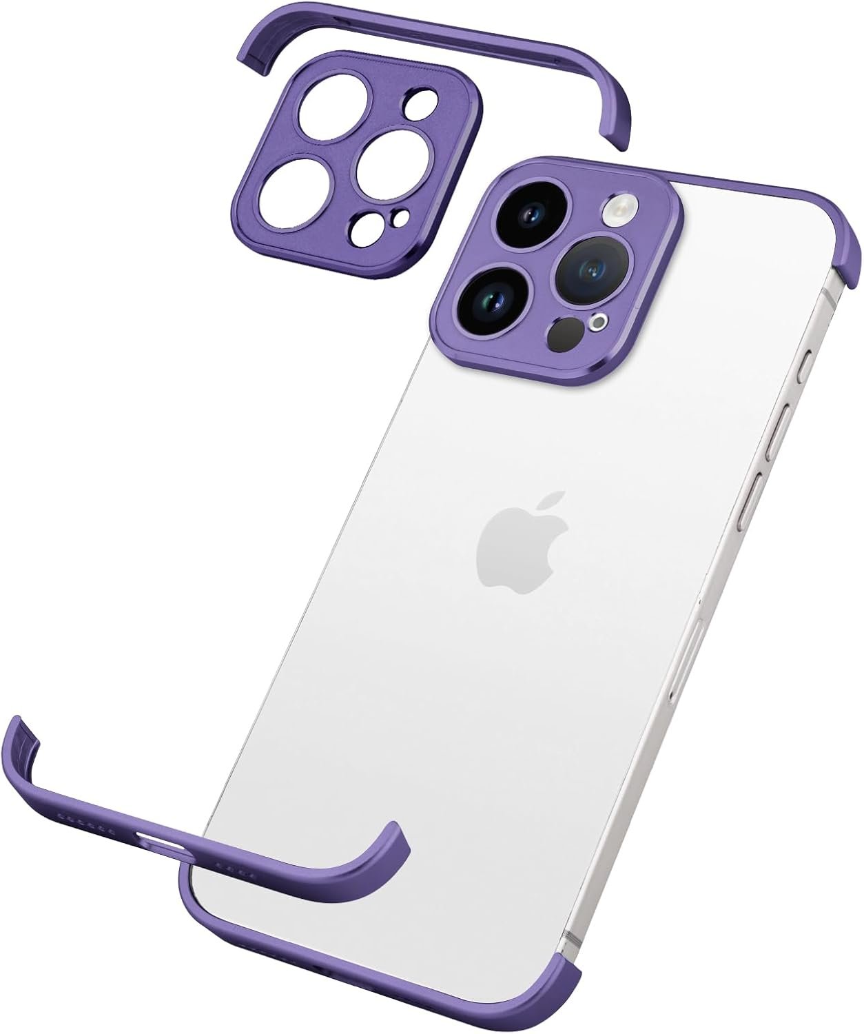 Design for Metal Frameless Phone Case Compatible with iPhone 12 Phone Models with Camera Lens Protector, Metal Shockproof Phone Cover, Minimalist Yet Protective Bumper Shell (Black Metal)