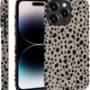 Case Compatible with iPhone 14 Pro Max,Black Polka Dots Marble Pattern-Almond Latte Pattern Design Case for iPhone 14 Pro Max Cases,Dustproof Protective Hybrid 2-Layer Hard Shell Phone Case