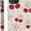 for iPhone 14 Plus Case,HH2 Red Cherry Bows Hybrid 2 Layer Hard Shell Silicone Protective Pattern Design Case