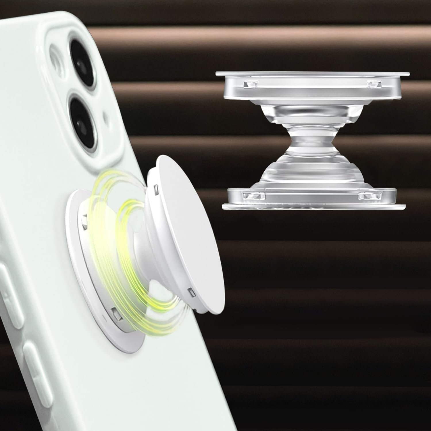 Cute Shell Shape Collapsible Expandable Stand Multi Functional Mobile Phone Grip & Kicktand（White）