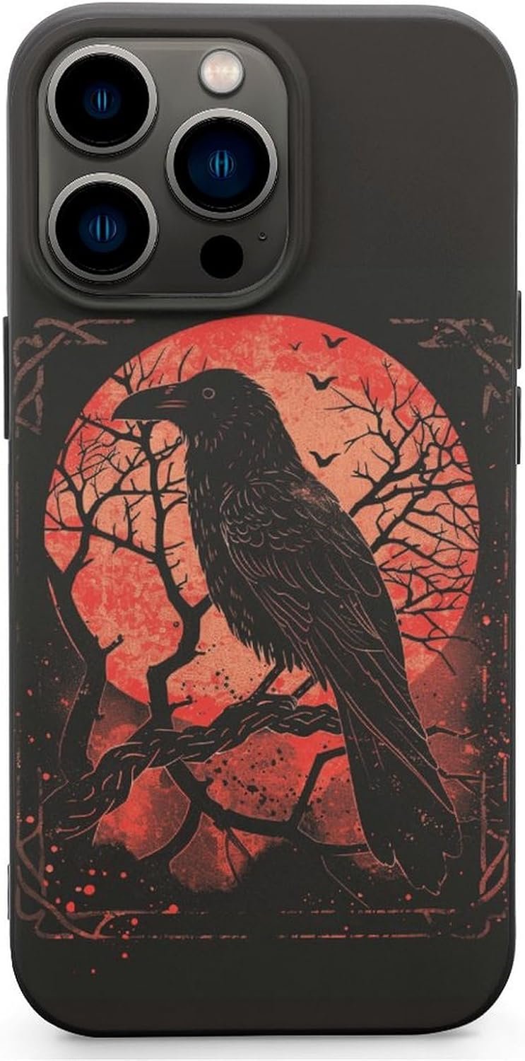 Black Crow Raven Phone Cases Cute Fashion Protective Cover Soft Silicone TPU Shell Compatible with iPhone 13 iPhone 13 Mini iPhone 13 Pro iPhone 13 Pro Max
