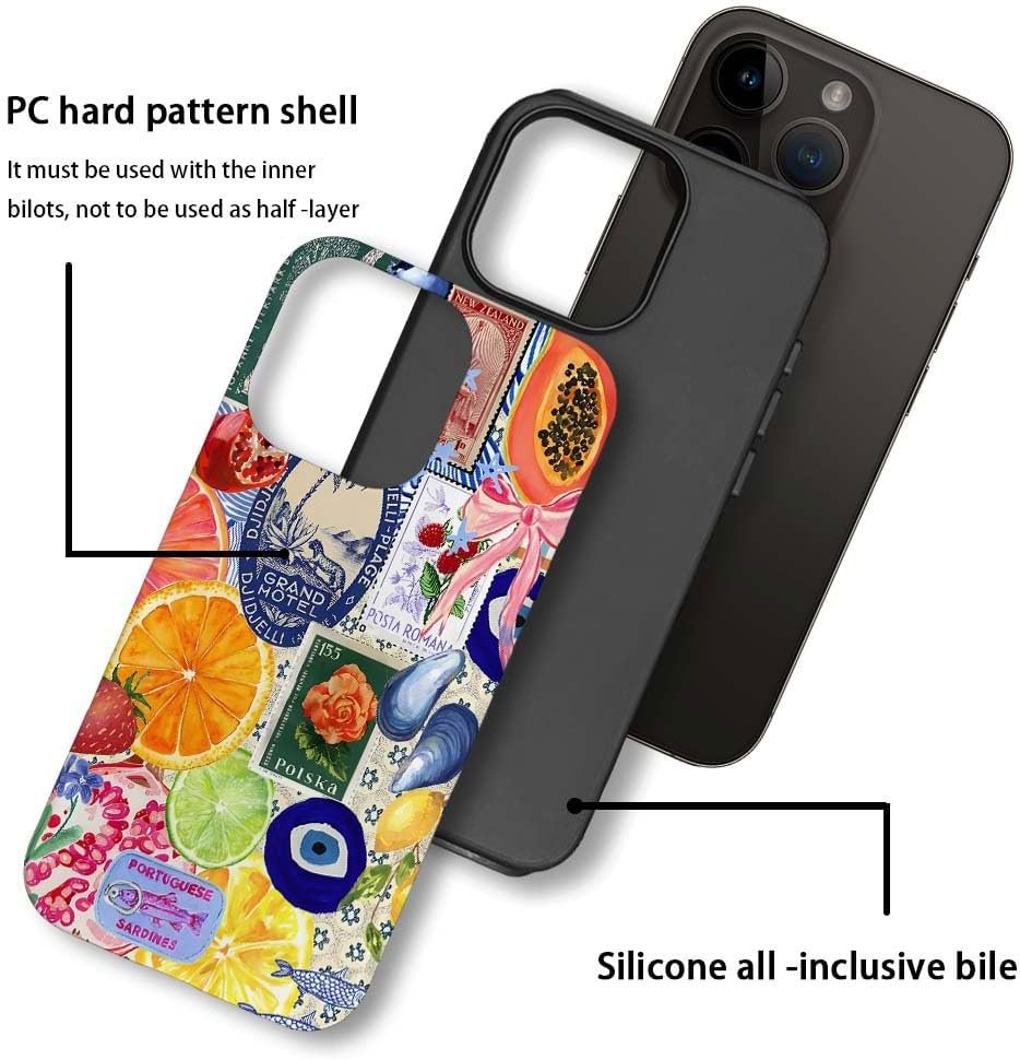 61MeOSK-vZL._AC_SL1000 Compatible with for iPhone 14,Fruit Lemon European Summer Collage Phone Case for Girl Women Boy Men,Scratch Resistant Shockproof Cover Case for iPhone 14