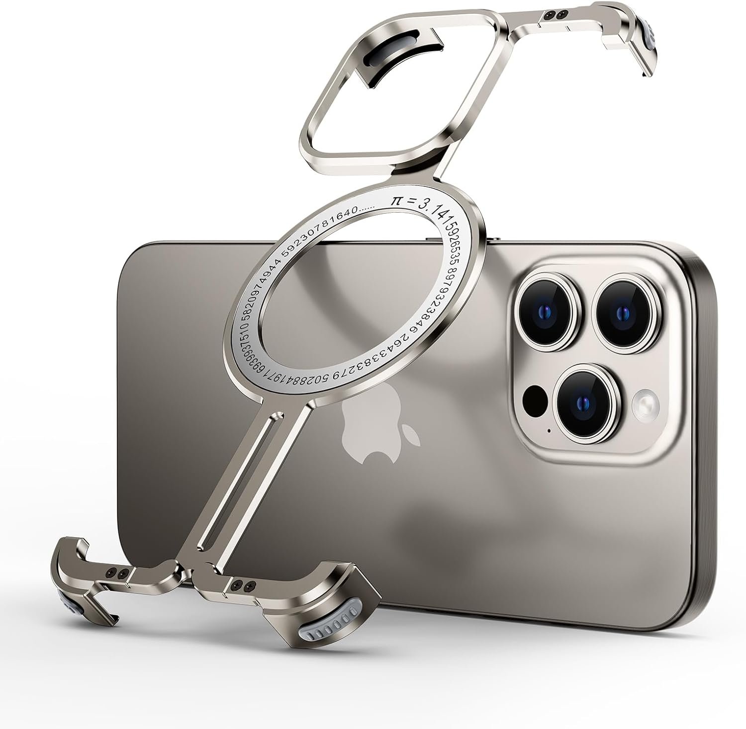 Innovatemee Magnetic Phone Case for iPhone 15 Pro Max with Metal Camera Stand, Compatible with MagSafe, Slim Shockproof Bumper Case Sleek Minimalist Frameless Aluminum Shells, Black