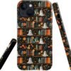 Compatible with for iPhone 15,Spooky Ghosts On Bookshelf Halloween Phone Case for iPhone 15,Scratch Resistant Hybrid 2-Layer Hard Shell Bright Phone Case