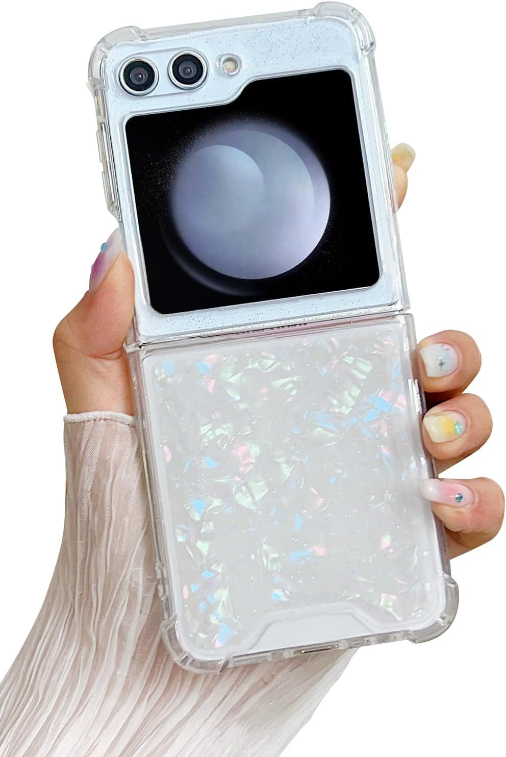 Compatible with Galaxy Flip 6 Case Women Girls Flexible TPU Sequin Sparkle Glitter Shockproof Protective Phone Cover for Galaxy Z Flip 6 (Shell Colorful)