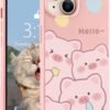 for iPhone 13 Case, Cute Kawaii Panda Pink Liquid Silicone Slim Fit Soft Gel Rubber Protective Phone Cover for Women Girls