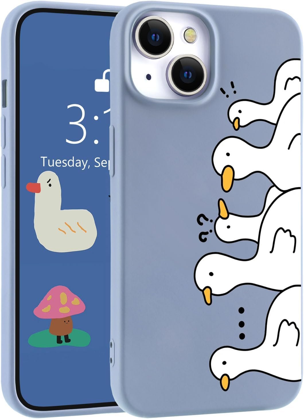 for iPhone 13 Case, Cute Kawaii Panda Pink Liquid Silicone Slim Fit Soft Gel Rubber Protective Phone Cover for Women Girls