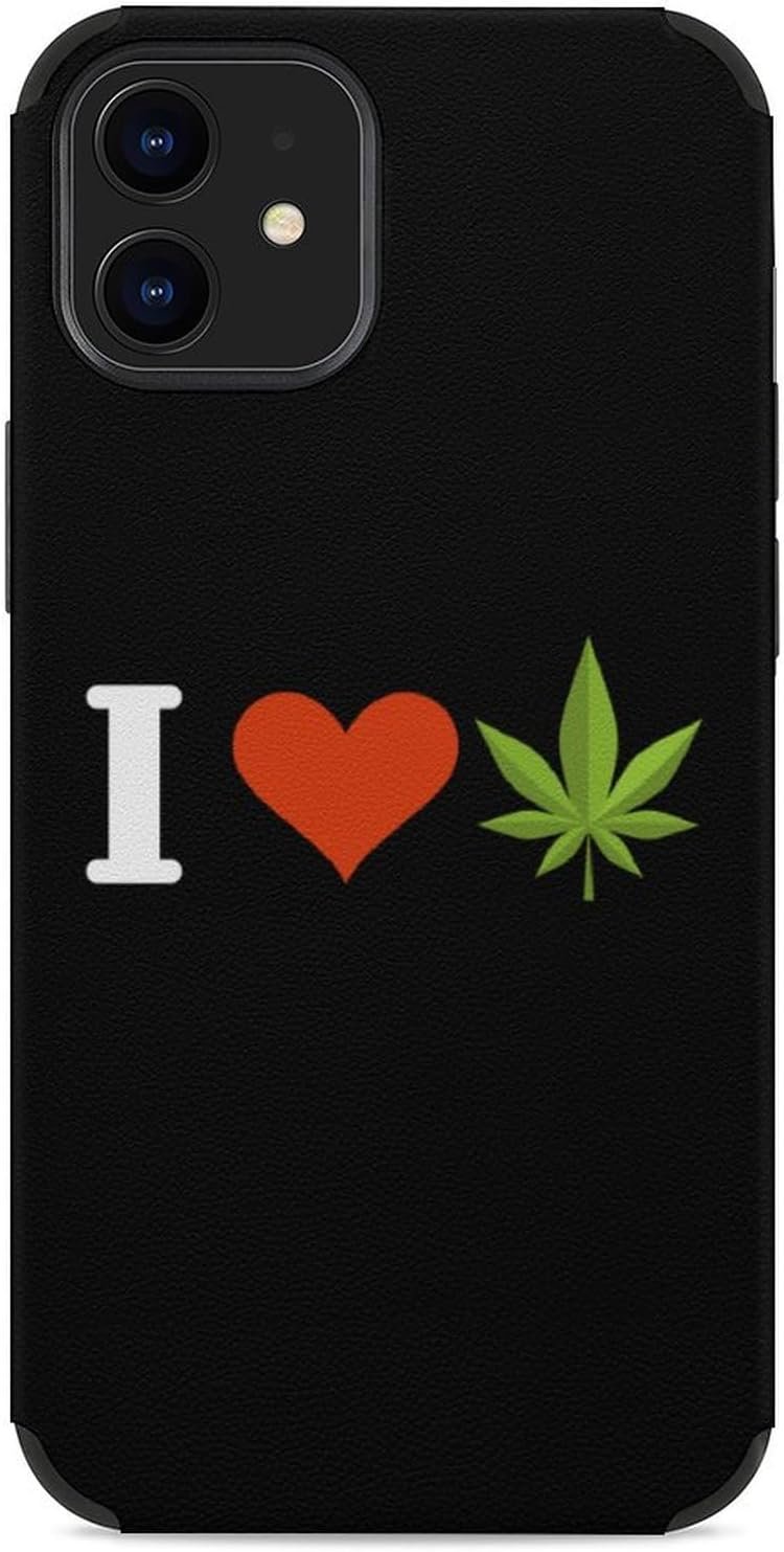 I Love Weed Cute Phone Case Compatible with iPhone 12 Microfiber Shockproof Protective Phone Shell Cover