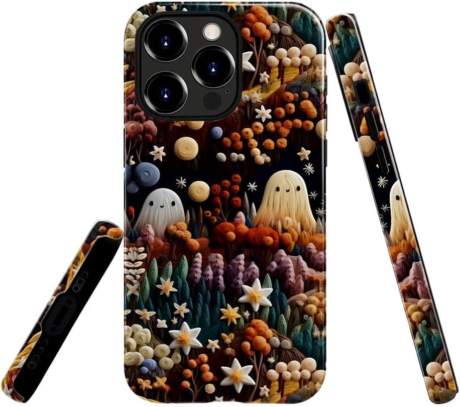 Compatible with for iPhone 15,Spooky Ghosts On Bookshelf Halloween Phone Case for iPhone 15,Scratch Resistant Hybrid 2-Layer Hard Shell Bright Phone Case